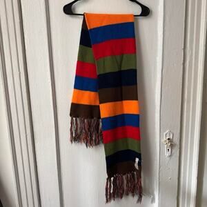 Cozy Vintage 1970s multicolor knit scarf by Six Footer classic rainbow unisex